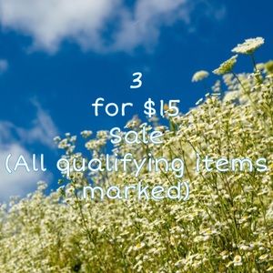 3 for $15 Sale
